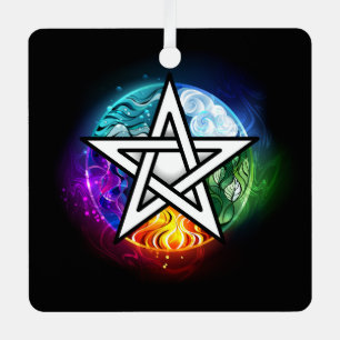 Wiccan pentagram metal ornament
