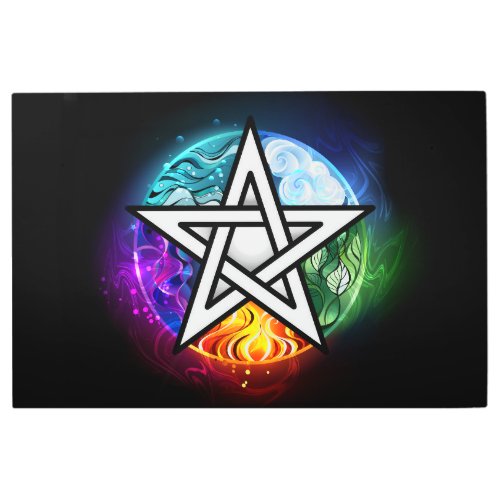 Wiccan pentagram metal print