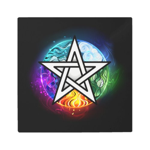 Wiccan pentagram metal print