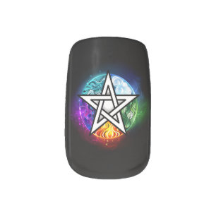 Wiccan pentagram minx nail art