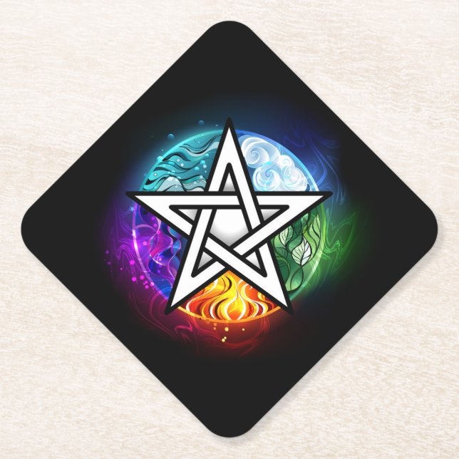 Wiccan pentagram paper coaster (Front)