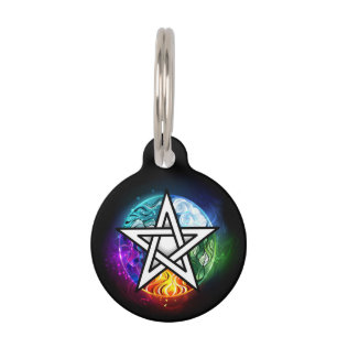 Wiccan pentagram pet ID tag