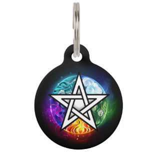 Wiccan pentagram pet ID tag