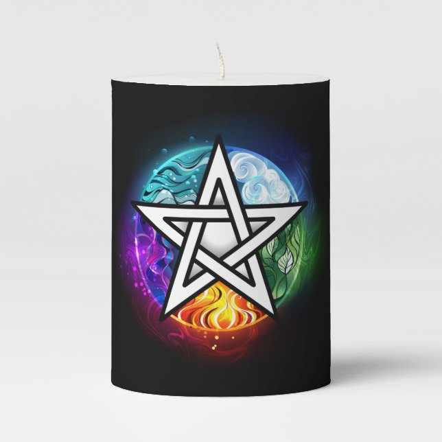 Wiccan pentagram pillar candle (Front)