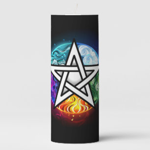 Wiccan pentagram pillar candle
