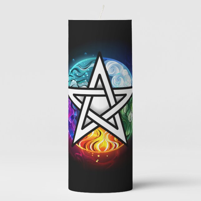 Wiccan pentagram pillar candle (Front)