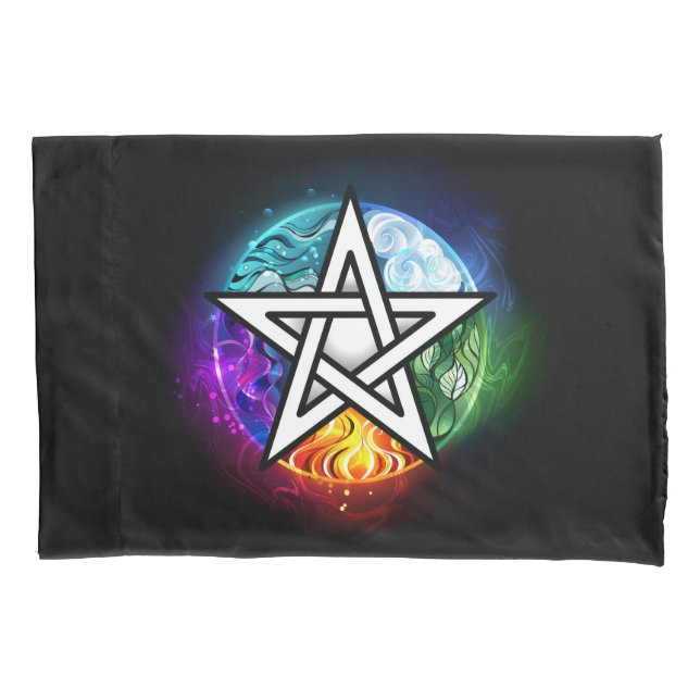 Wiccan pentagram pillow case (Front-Left)