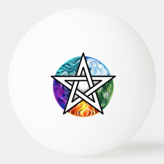 Wiccan pentagram ping pong ball (Front)