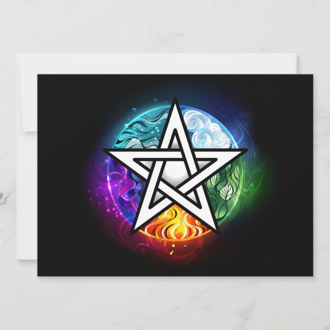 Wiccan pentagram save the date (Front)
