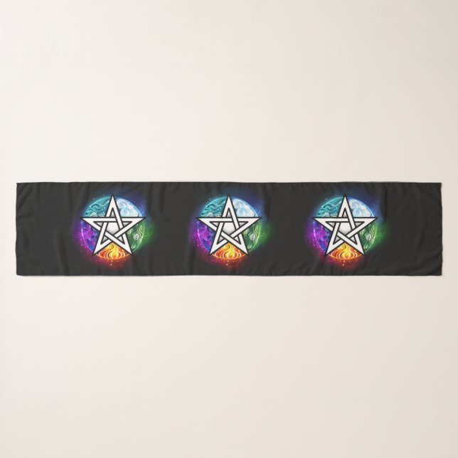 Wiccan pentagram scarf (Front (Horizontal))