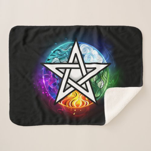 Wiccan pentagram sherpa blanket