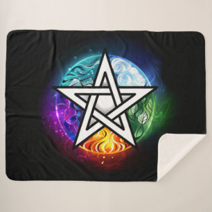 Wiccan pentagram sherpa blanket