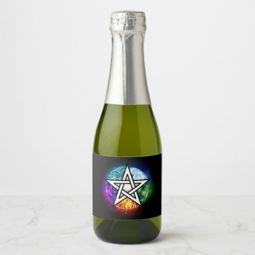 Wiccan pentagram sparkling wine label