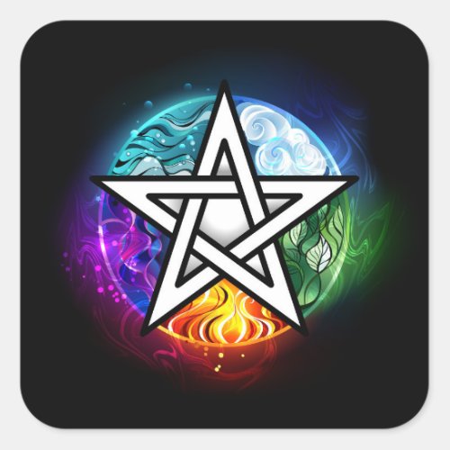 Wiccan pentagram square sticker