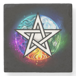 Wiccan pentagram stone coaster