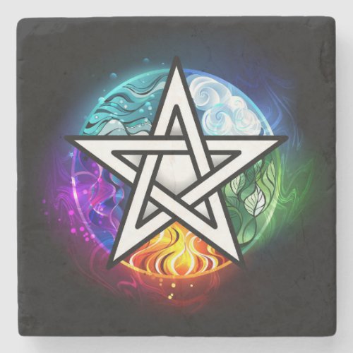 Wiccan pentagram stone coaster