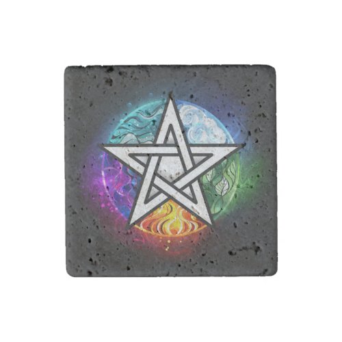 Wiccan pentagram stone magnet