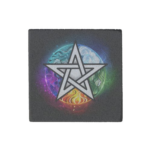 Wiccan pentagram stone magnet