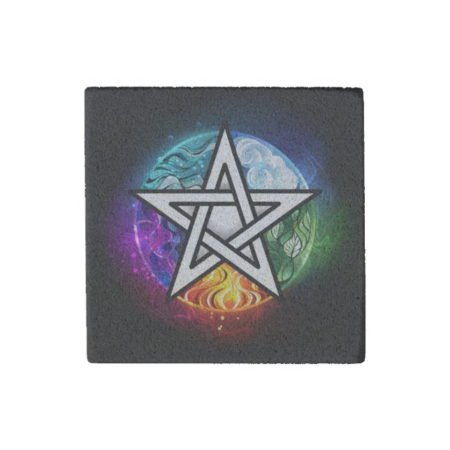 Wiccan pentagram stone magnet (Front)