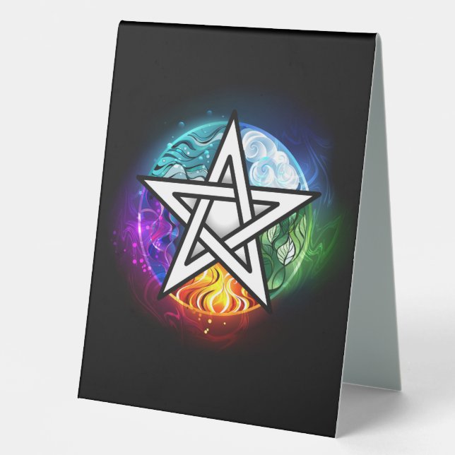 Wiccan pentagram table tent (Front)