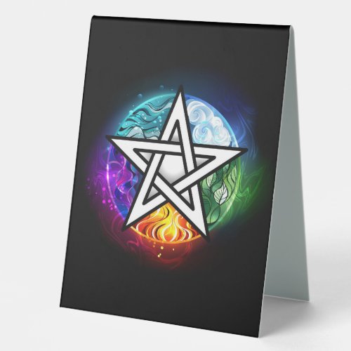 Wiccan pentagram table tent sign