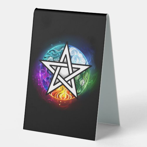Wiccan pentagram table tent sign