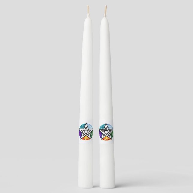 Wiccan pentagram taper candle (Front)