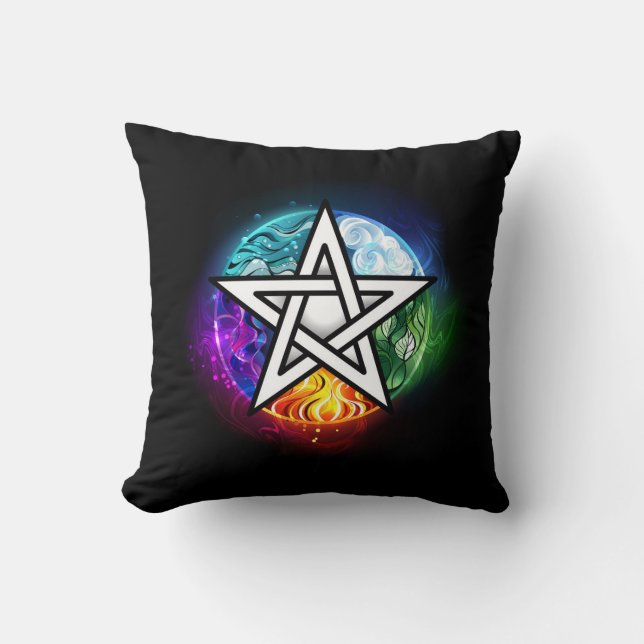 Wiccan pentagram throw pillow (Front)
