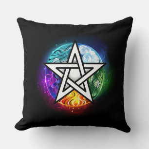 Wiccan pentagram throw pillow