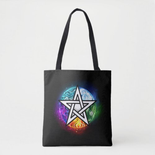 Wiccan pentagram tote bag