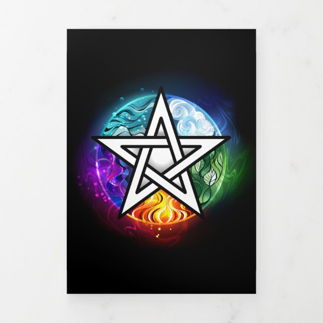 Wiccan pentagram Tri-Fold card (Cover)