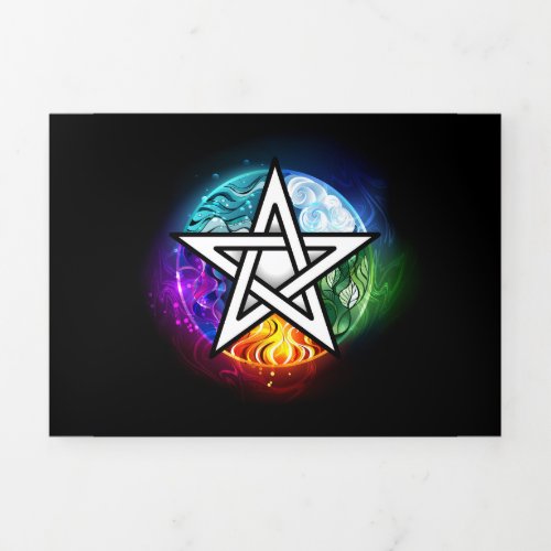 Wiccan pentagram Tri_Fold holiday card