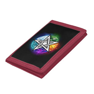 Wiccan pentagram tri-fold wallet