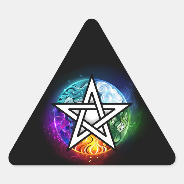 Wiccan pentagram triangle sticker (Front)