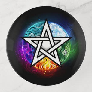 Wiccan pentagram trinket tray