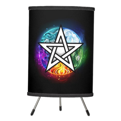 Wiccan pentagram tripod lamp