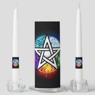 Wiccan pentagram unity candle set