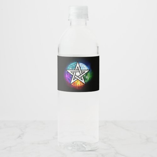 Wiccan pentagram water bottle label