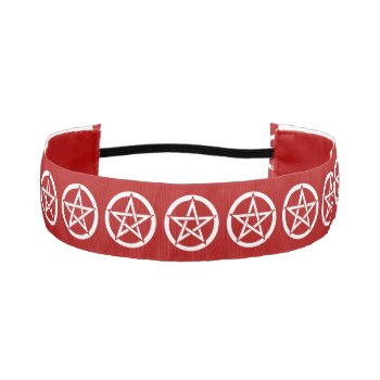 Wiccan Pentagram White On Red 1.5" Athletic Headband by Angharad13 at Zazzle