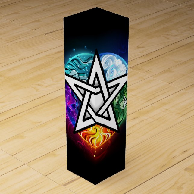 Wiccan pentagram wine box (Front)