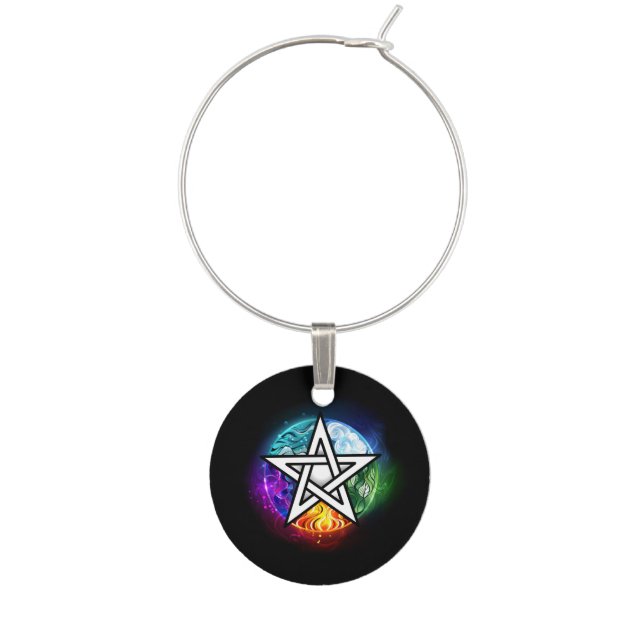 Wiccan pentagram wine charm (Front)