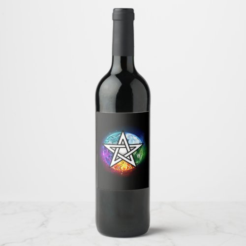 Wiccan pentagram wine label