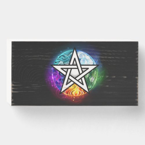 Wiccan pentagram wooden box sign