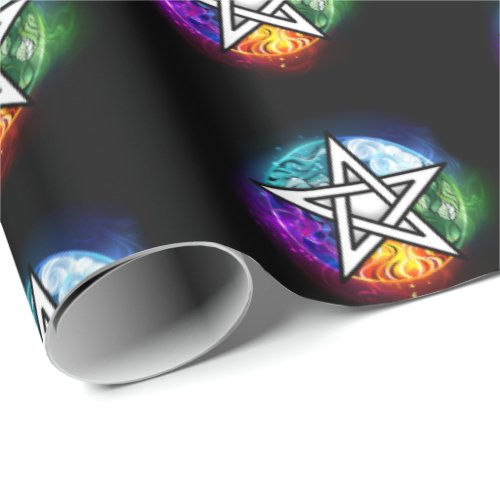Wiccan pentagram wrapping paper
