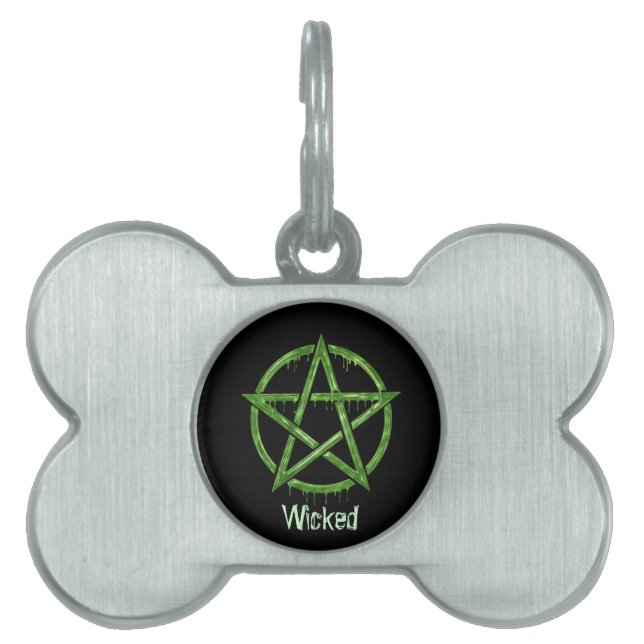 Wiccan Pet GREEN Personalized ID Tag (Front)