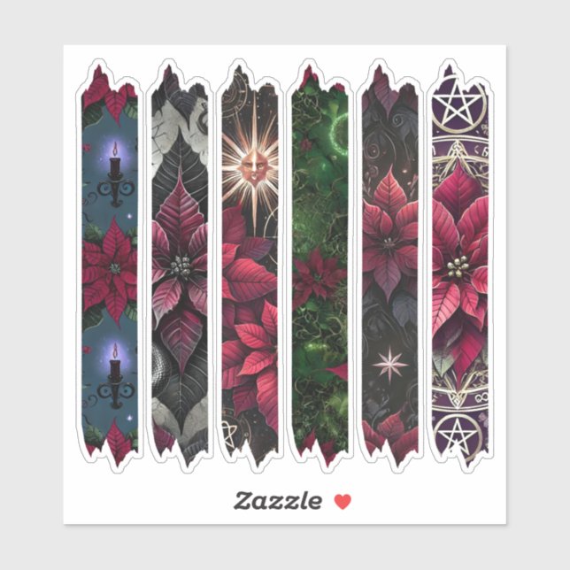 Wiccan Poinsettia Washi Tape Planner Stickers (Sheet)