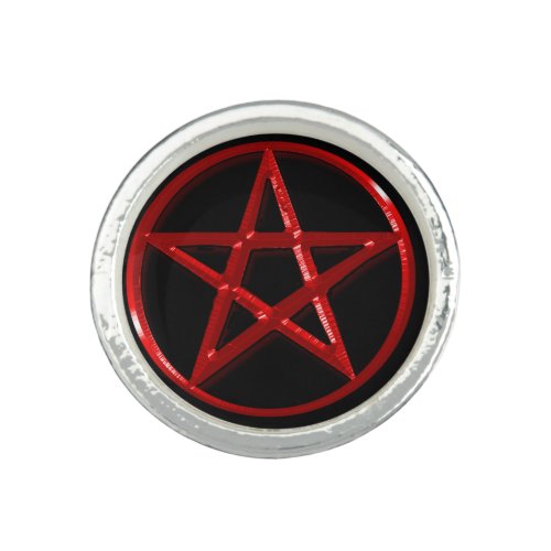 Wiccan Red Pentacle 5_pointed Star Mystical Sign Ring