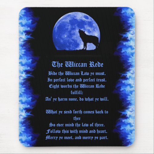 Wiccan Rede _ Blue Flame Mouse Pad