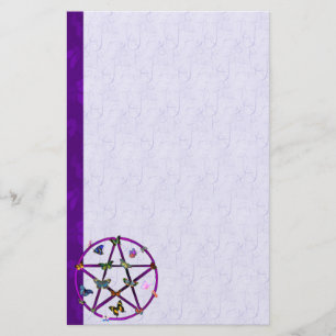 Wiccan Star and Butterflies Stationery