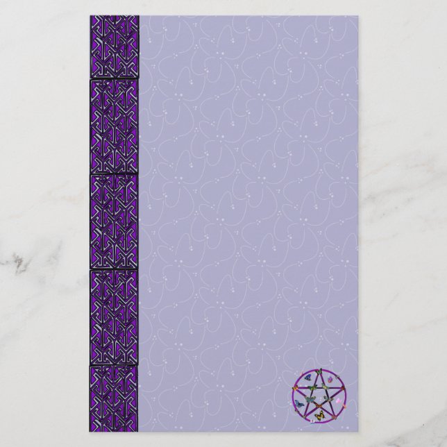 Wiccan Star and Butterflies Stationery (Front)